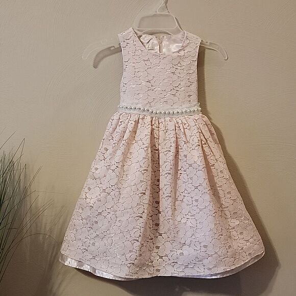 AMERICAN PRINCESS LIGHT PINK LACE OVERLAY SPECIAL OCCASION DRESS, SIZE 4 - Picture 1 of 9